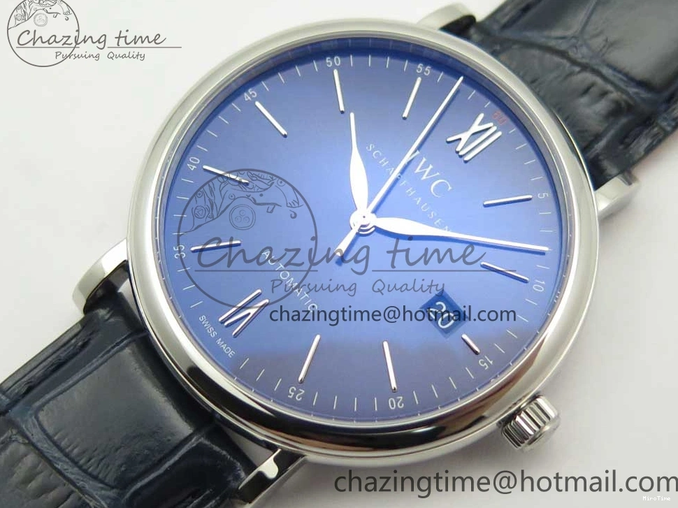 MIROTIME 0518 Portofino Automatic SS FKF 1:1 Best Edition Blue Dial on Blue Leather Strap A Cozy 7133